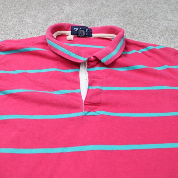 Gant Rugger Polo Shirt Mens Large Pink/Blue 100% Cotton Short Sleeve Pullover - Picture 5 of 11